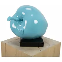 KUNSTLOFT Skulptur, Blau, Schwarz, Stein, 3x31x24 cm, Dekoration, Skulpturen