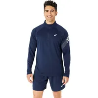 Asics Herren T-Shirt ICON LS 1/2 ZIP, BLUE EXPANSE,