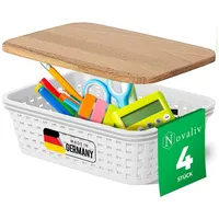 Novaliv Aufbewahrungsbox - (4 St), 4x Aufbewahrungsbox, 4x Holzdeckel