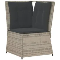 VidaXL Garten-Ecksofa mit Kissen Hellgrau Poly Rattan