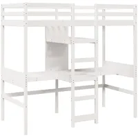 VidaXL Hochbett mit Schreibtisch & Ablagen Weiß 90x200 cm