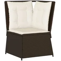 VidaXL Garten-Ecksofa mit Kissen Braun Poly Rattan
