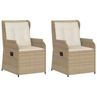 VidaXL Gartensessel mit Kissen 2 Stk. Verstellbar Beige Poly