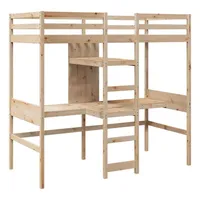 VidaXL Hochbett mit Schreibtisch & Ablagen 90x200 cm Massivholz
