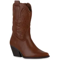 VAN HILL Damen Cowboy Boots in Hellbraun