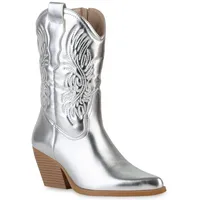 VAN HILL Damen Cowboy Boots in Silber