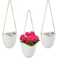 Relaxdays Wandvase 3er Set, Hängetopf innen, mit Schnur zum