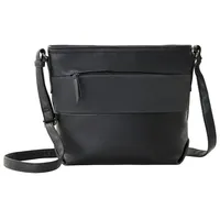 Tom Tailor Damen Umhängetasche mit Material-Mix, schwarz, Uni, Gr.