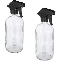 Relaxdays Sprühflasche Glas, Set, 2x 500ml, nachfüllbar, Nebel u.