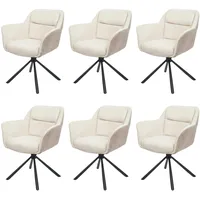 Mendler 6er-Set Esszimmerstuhl HWC-K33, Küchenstuhl Stuhl, drehbar Auto-Position, Stoff/Textil