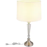 GLOBO Tischleuchte Beistelllampe Nachttischlampe Textil Nickel Kristalle H 66
