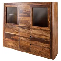 Massivmoebel24 Highboard 166 x 145 x 40 cm walnuss