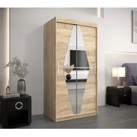 Abiks möbel MÖBEL Kryspol Schwebetürenschrank Sonoma Eiche, Kunststoff, Nachbildung,