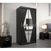 Abiks möbel MÖBEL Kryspol Schwebetürenschrank Schwarz, Kunststoff, Nachbildung, 5