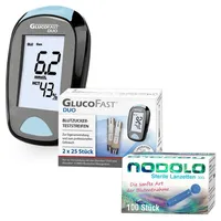 Glucofast Glucofast® Duo Blutzuckermessgerät Kombiset mit Teststreifen und Lanzetten