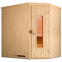 Weka Elementsauna Varberg 1 mit Eckeinstieg-Massivholztür u. Glaseinsatz 7,5