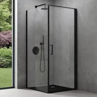 SoGood doporro Eck-Duschkabine 80x100x195cm Eckdusche in schwarz mit Hebe-