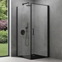 Doporro Eck-Duschkabine 75x90x195cm Eckdusche in schwarz mit Hebe- und