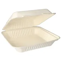 Papstar Menüboxen, Zuckerrohr ungeteilt, mit Klappdeckel, weiß 25,5 cm