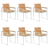 VidaXL Gartenstühle 6 Stk. mit Kissen Massivholz Teak