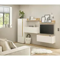 Furn.design Wohnwand mit Sekretär in weiß und Wotan Eiche