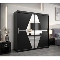 Abiks möbel MÖBEL Kryspol Schwebetürenschrank Schwarz, Kunststoff, Nachbildung, 9