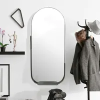 FineBuy Flurspiegel Oval Metall 114 cm Spiegel Hängespiegel Modern
