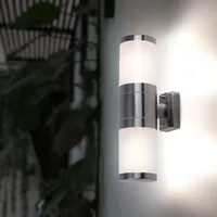 GLOBO LED Wandlampe, Edelstahl, H 38 cm - Silber