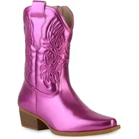 VAN HILL Damen Cowboy Boots Stiefeletten Stickereien Schuhe 840254,