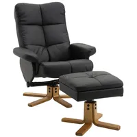 Homcom Relaxsessel mit Hocker Holz, Kunstleder
