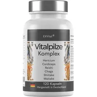 Exvital Vitalpilze Komplex- Hericium, Cordyceps, Reishi, Chaga, Shiitake &