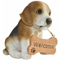 Dazikemo Gartenfigur Dekofigur Hund Beagle Willkommen