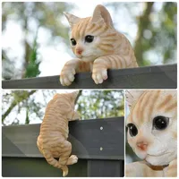 Dazikemo Gartenfigur Dekofigur Katze für Zaun und Trennwand