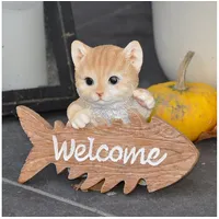 Dazikemo Gartenfigur Dekofigur Katze Willkommen