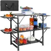 Vevor Camping-Küchentisch, Aluminium, Faltbar, Tragbar, Outdoor-Kochstation mit 4 Eisenseiten,