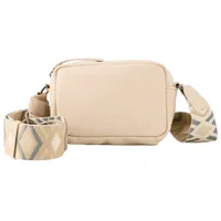 Tom Tailor DENIM Damen Umhängetasche mit gemustertem Webriemen, beige,