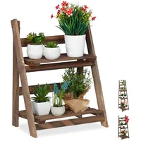 Relaxdays Blumentreppe 51,5 x 41 x 24 cm Dunkelbraun