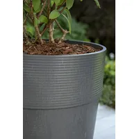 Scheurich Groove 21, Blumentopf/Pflanzkübel, rund, Farbe: Nero, hergestellt mit