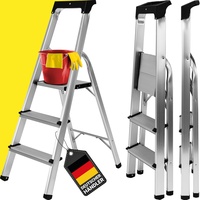 Craftfull Stehleiter CF-133B, Aluminium-Haushaltsleiter, Ablagefläche, Gummi-Standfüße, 3-6 Stufen (3