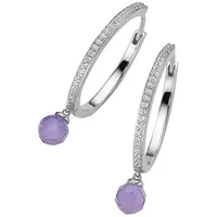 GIORGIO MARTELLO MILANO Klappcreolen mit Amethyst-Kugeln und Zirkonia, Silber