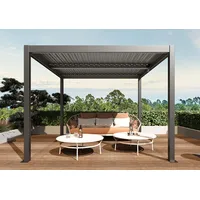 Mendler Pergola HWC-L46, Gartenpavillon Lamellen-Pavillon, 11cm-Aluminium-Gestell, Regenrinne sturmfest, 3x4m