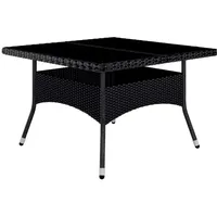 VidaXL 9-tlg. Garten-Essgruppe Poly Rattan und Hartglas Schwarz