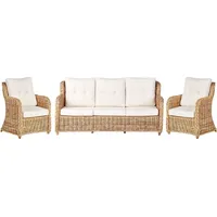 Beliani Lounge Set 3-Teilig Rattan natürlich mit Kissen Out-