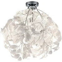 RL Deckenleuchte, Metall, Blätter-Design, Chrom, weiß, H 58 cm