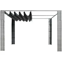 VidaXL Pavillon mit Dach Poly Rattan 300x300x200 cm Grau