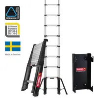 Telesteps Teleskopleiter [4,1m | mit Stabilisatoren, inkl. Wandhalterung] Schiebeleiter
