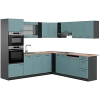 Vicco Winkelküche R-Line L-Form 237 x 247 cm Blau-Grau/Anthrazit