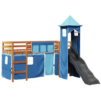 VidaXL Kinderhochbett mit Turm Blau 80x200 cm Massivholz Kiefer