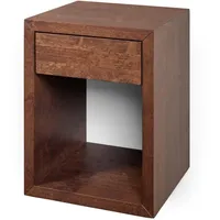 Woodek Design Woodek Nachttisch, Braun, Holz, Echtholz,Birke, 30x39x30 cm,