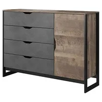 Feldmann-Wohnen Sideboard, Braun, Holz, 1 Fächer, 4 Schubladen, Rechteckig,